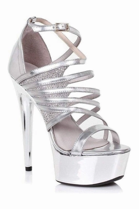 609-AURORE Platform Sandal  | Silver Faux Leather
