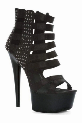 609-NOIR Platform Sandal  | Black Genuine Satin