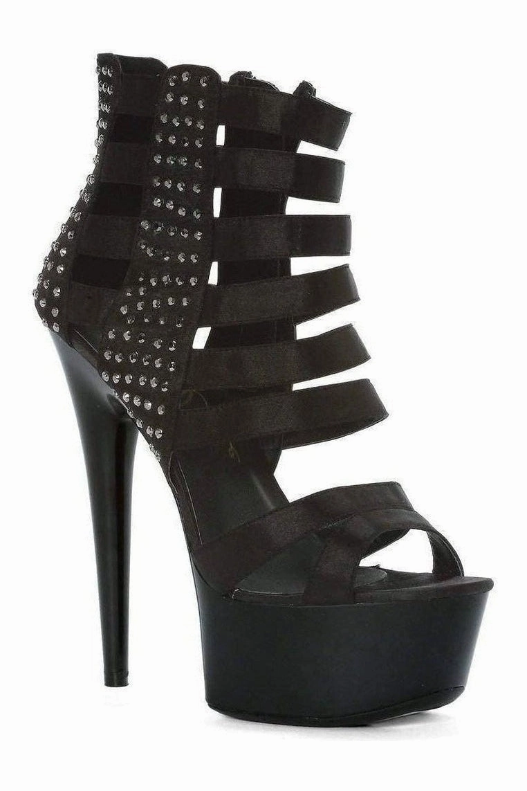 609-NOIR Platform Sandal  | Black Genuine Satin