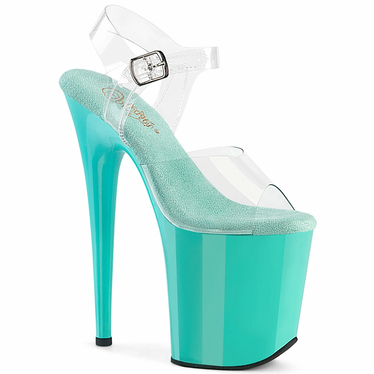 8 Inch Heel FLAMINGO-808 Clear Aqua