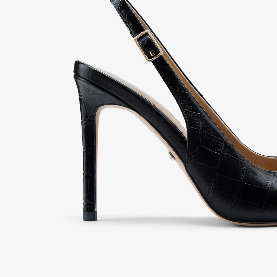 *GISELLE BLACK CROC - animal print slingback