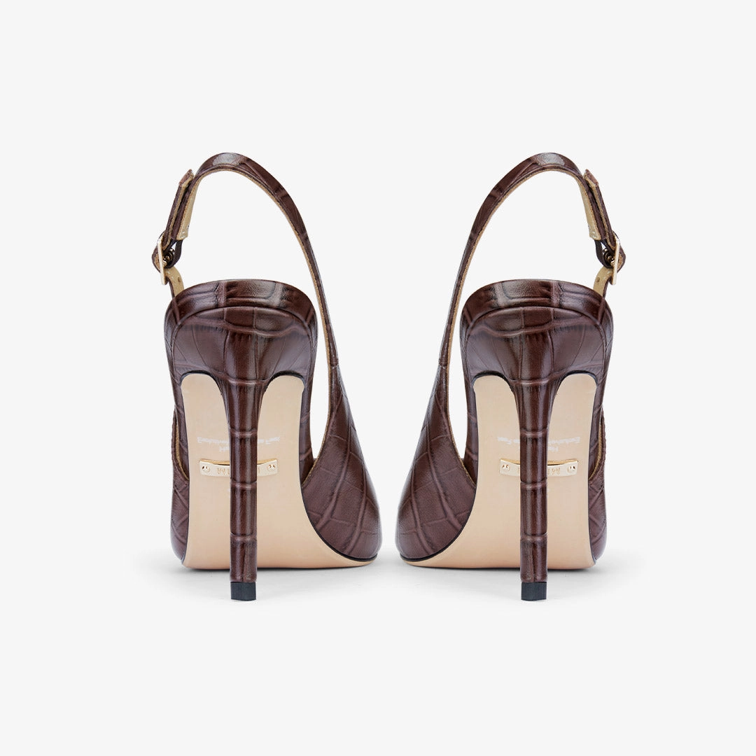 *GISELLE BROWN CROC - animal print slingback