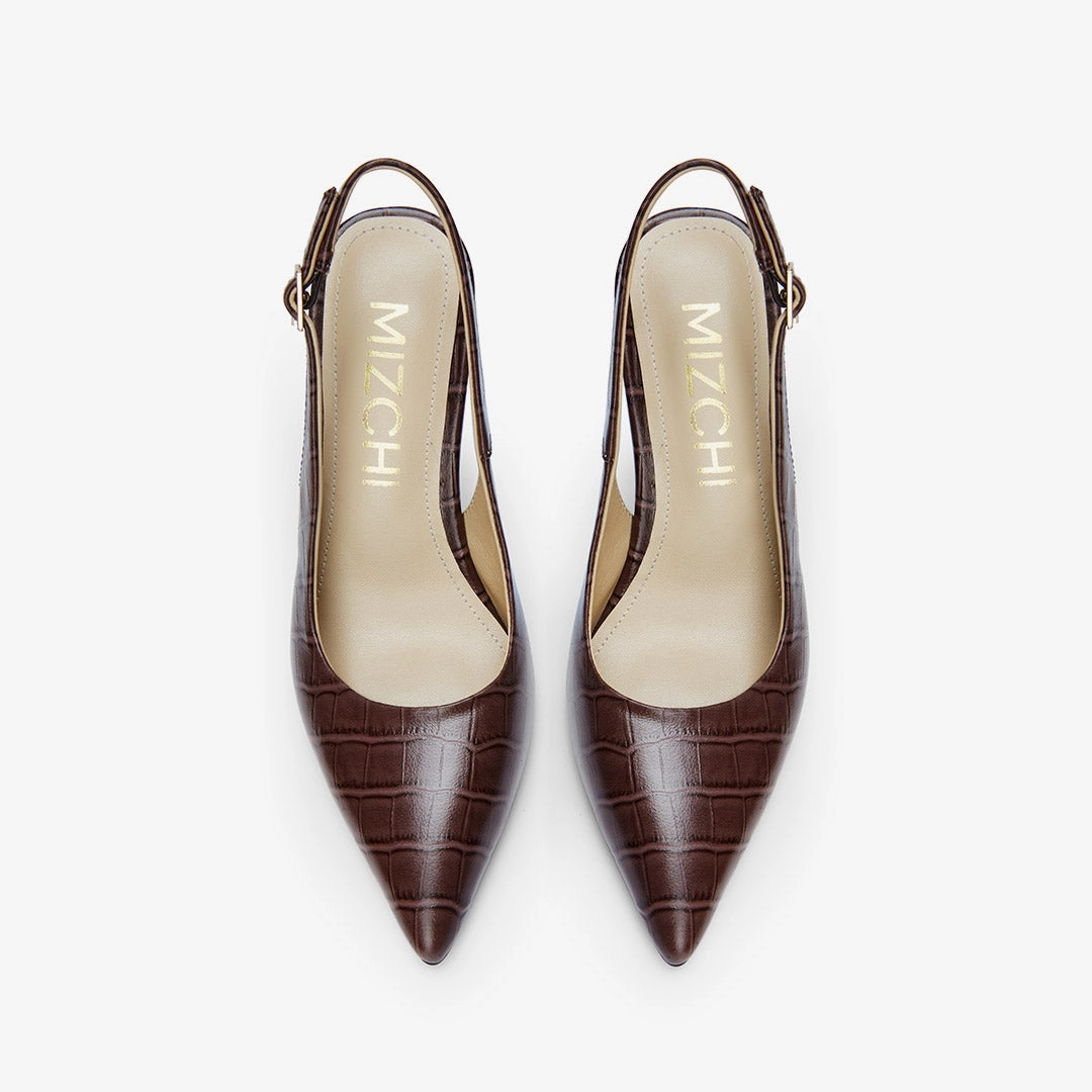 *GISELLE BROWN CROC - animal print slingback