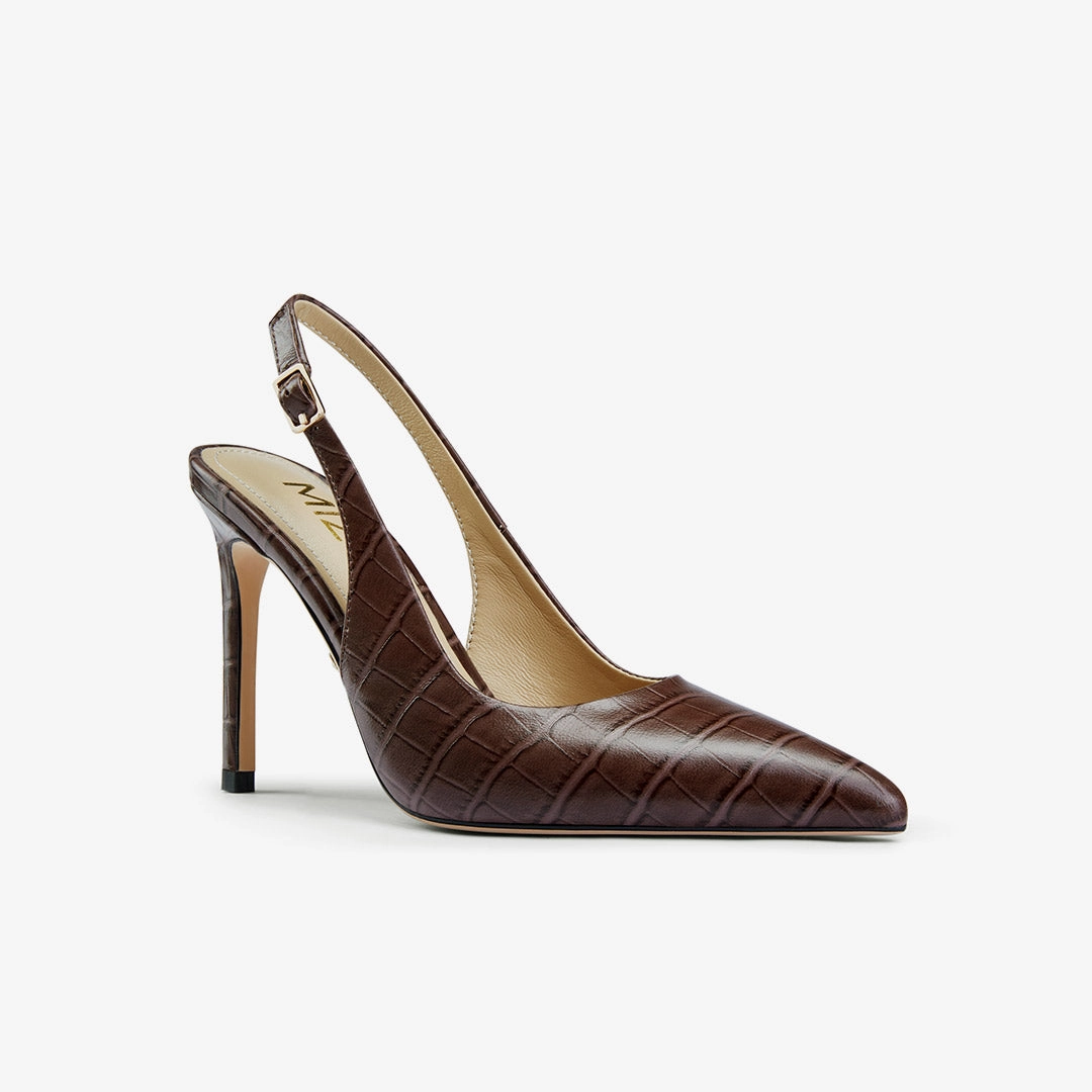 *GISELLE BROWN CROC - animal print slingback