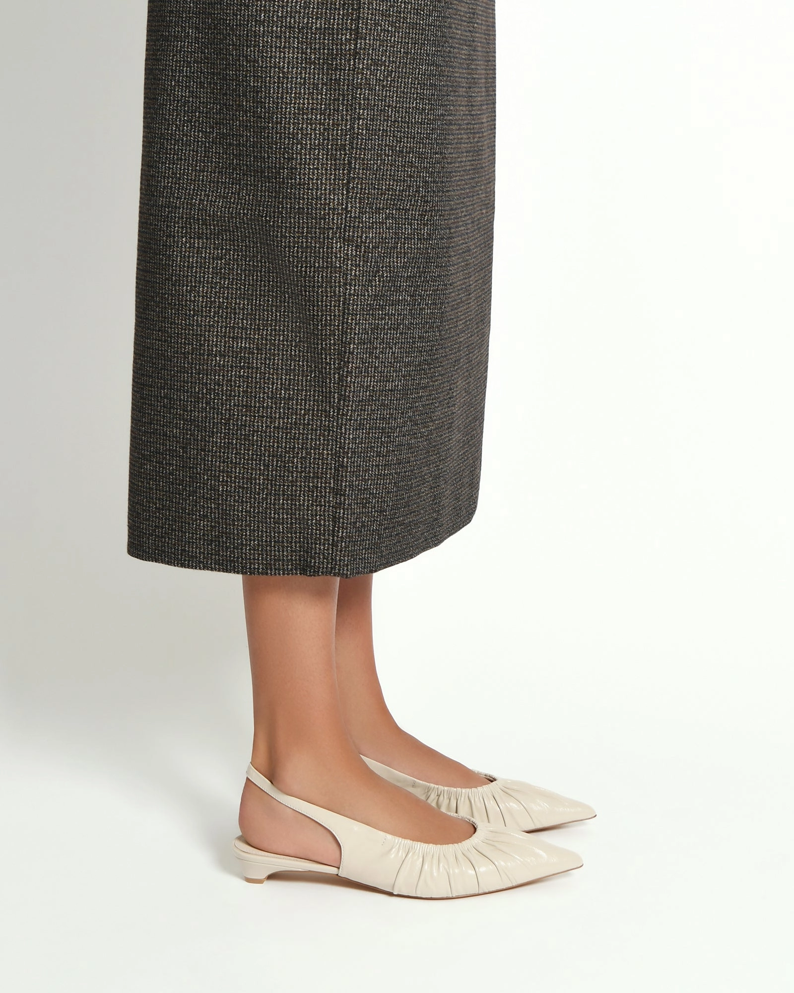 ADALINE DRESS FLATS OFF WHITE LEATHER