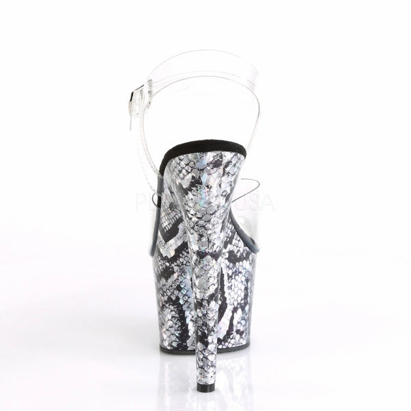 ADORE-708SP  Clear/Silver Holo Snake Print