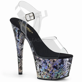 ADORE-708SP  Clear/Silver Holo Snake Print