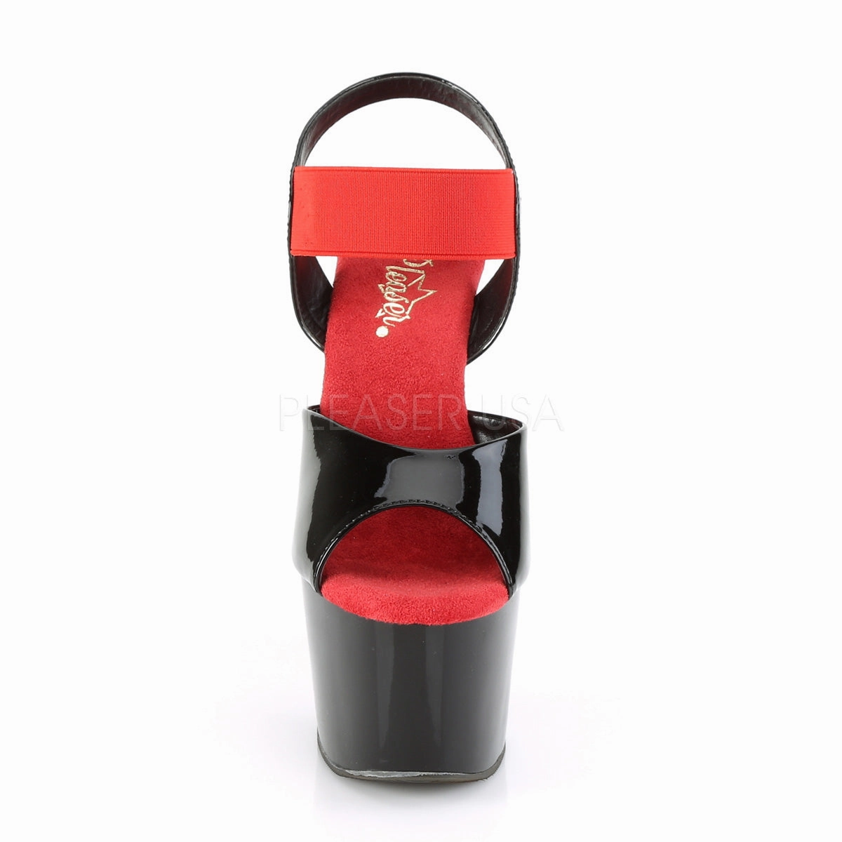 ADORE-714  Black Patent-Red Elastic Band/Black