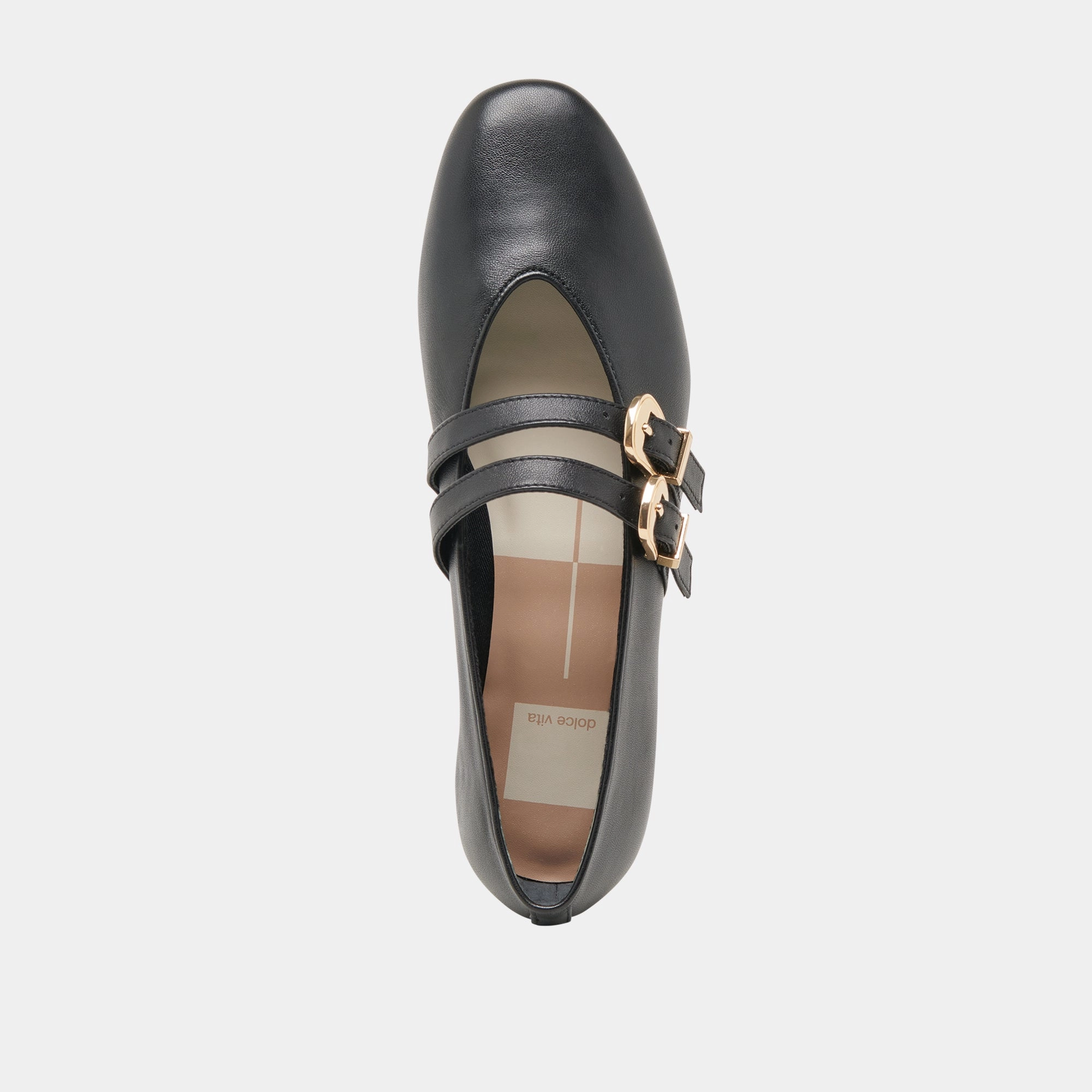 BAYLEE WIDE BALLET FLATS BLACK LEATHER