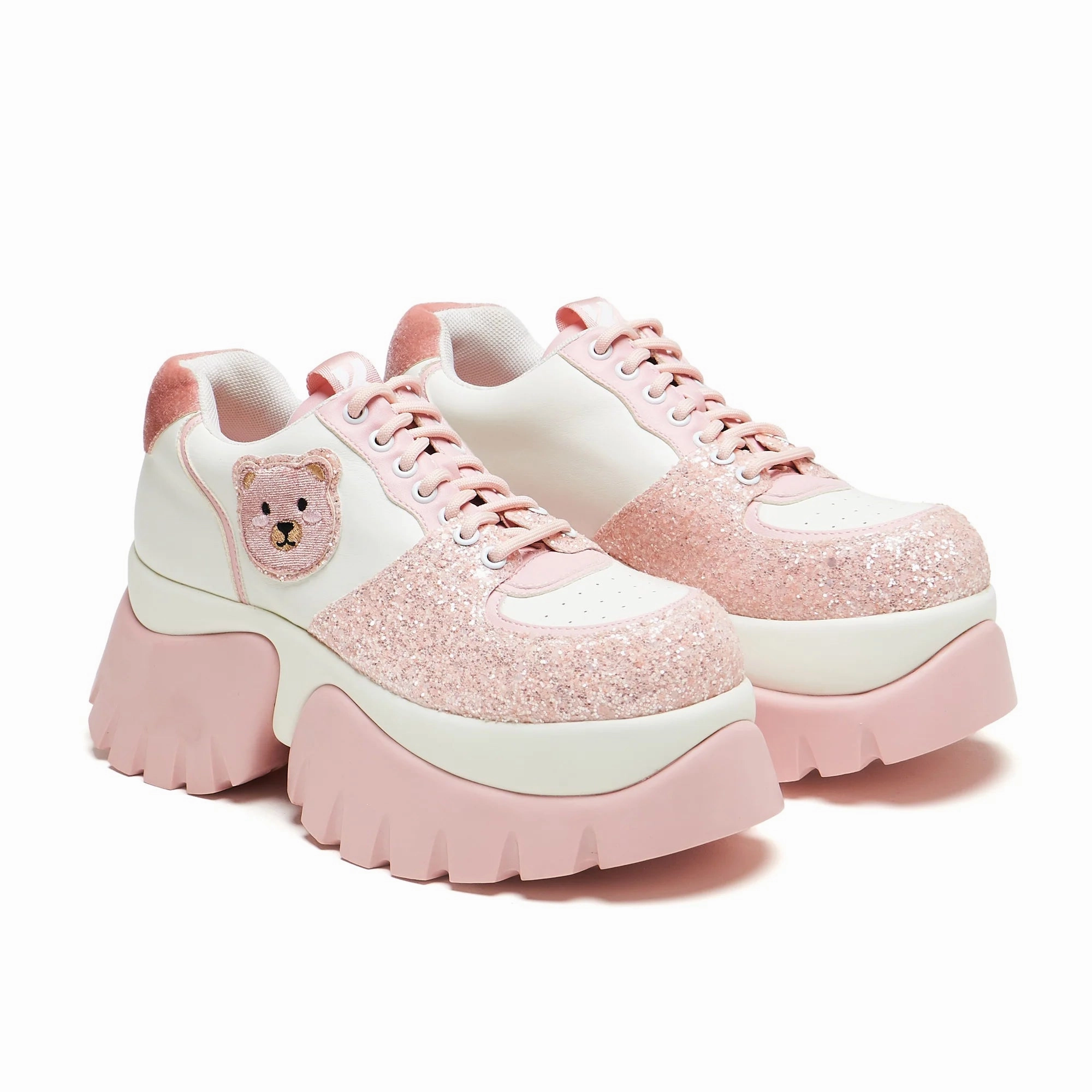 Bear Blushes Chunky Glitter Trainers - Pink
