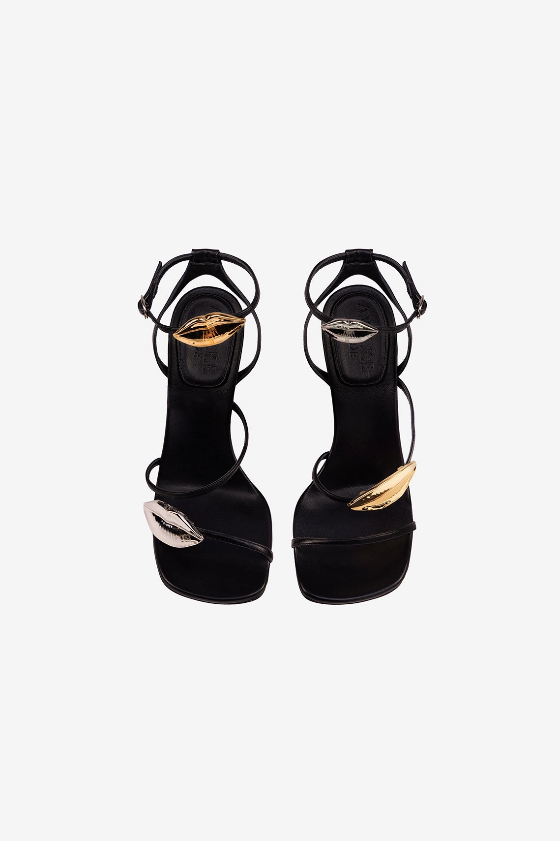 Beta Kiss Metallic Round Toe Sandal With Lip Black Silver Gold