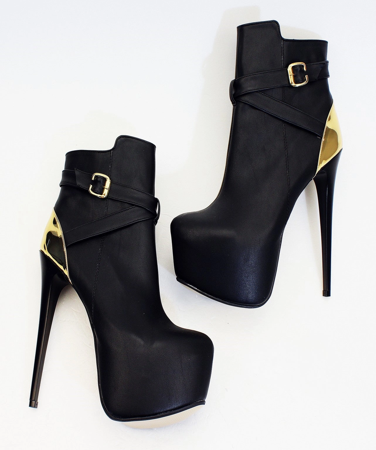 Black Gold High Heel Boots
