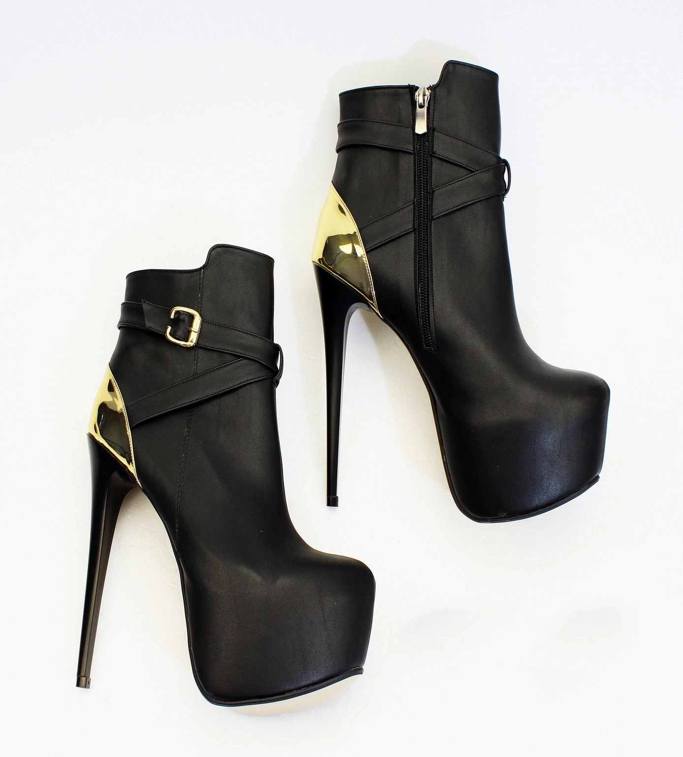 Black Gold High Heel Boots
