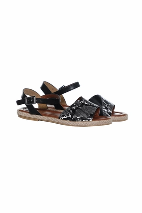 Black Leather Sandal With Ankle Strap