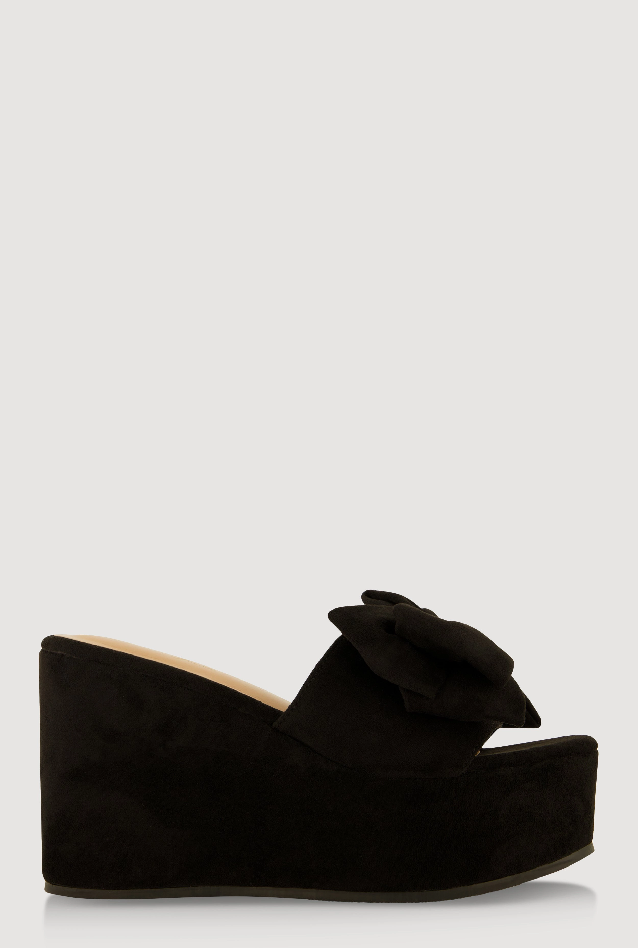 Bow Platform Wedge Slide Sandals