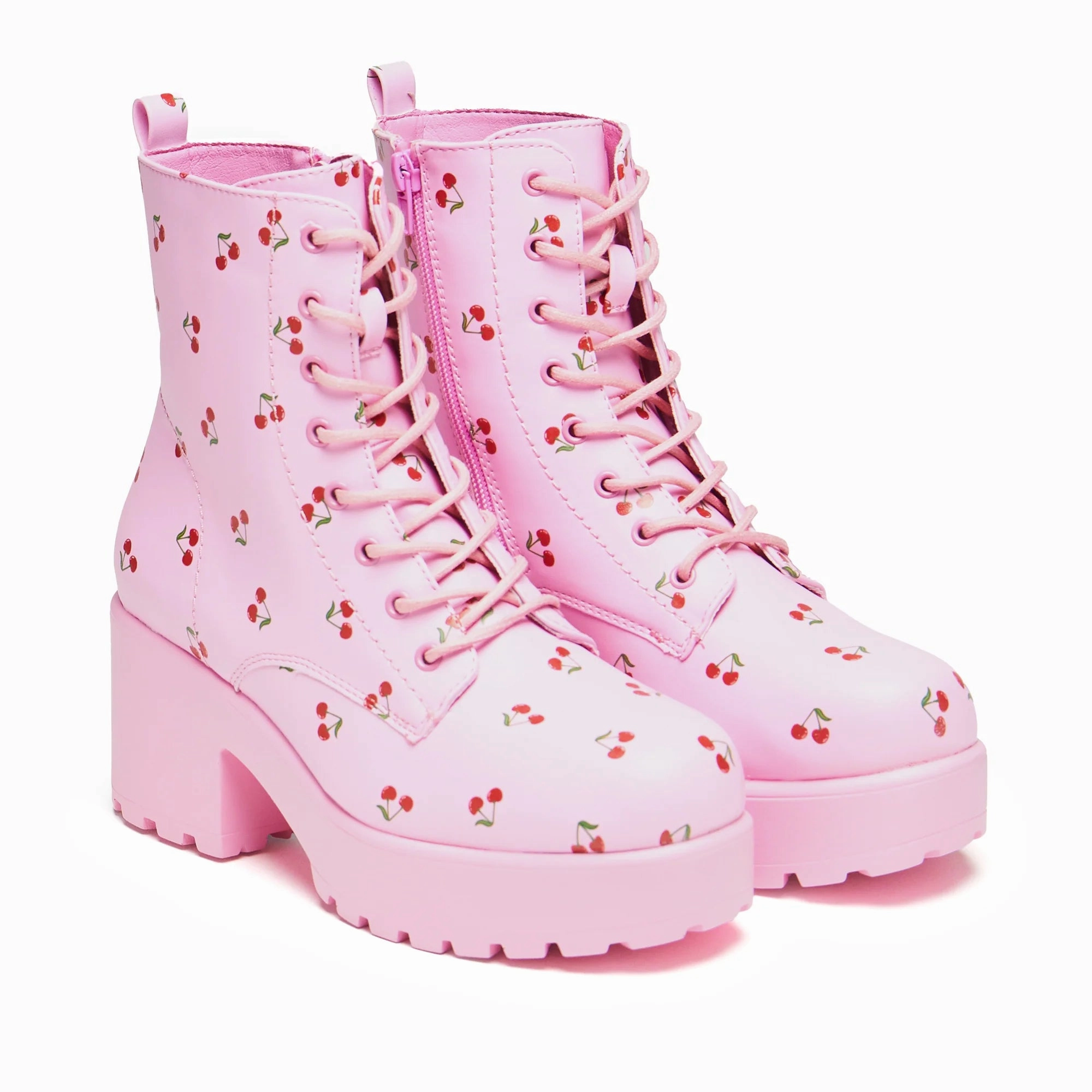 Cherry Passion Platform Boots - Baby Pink