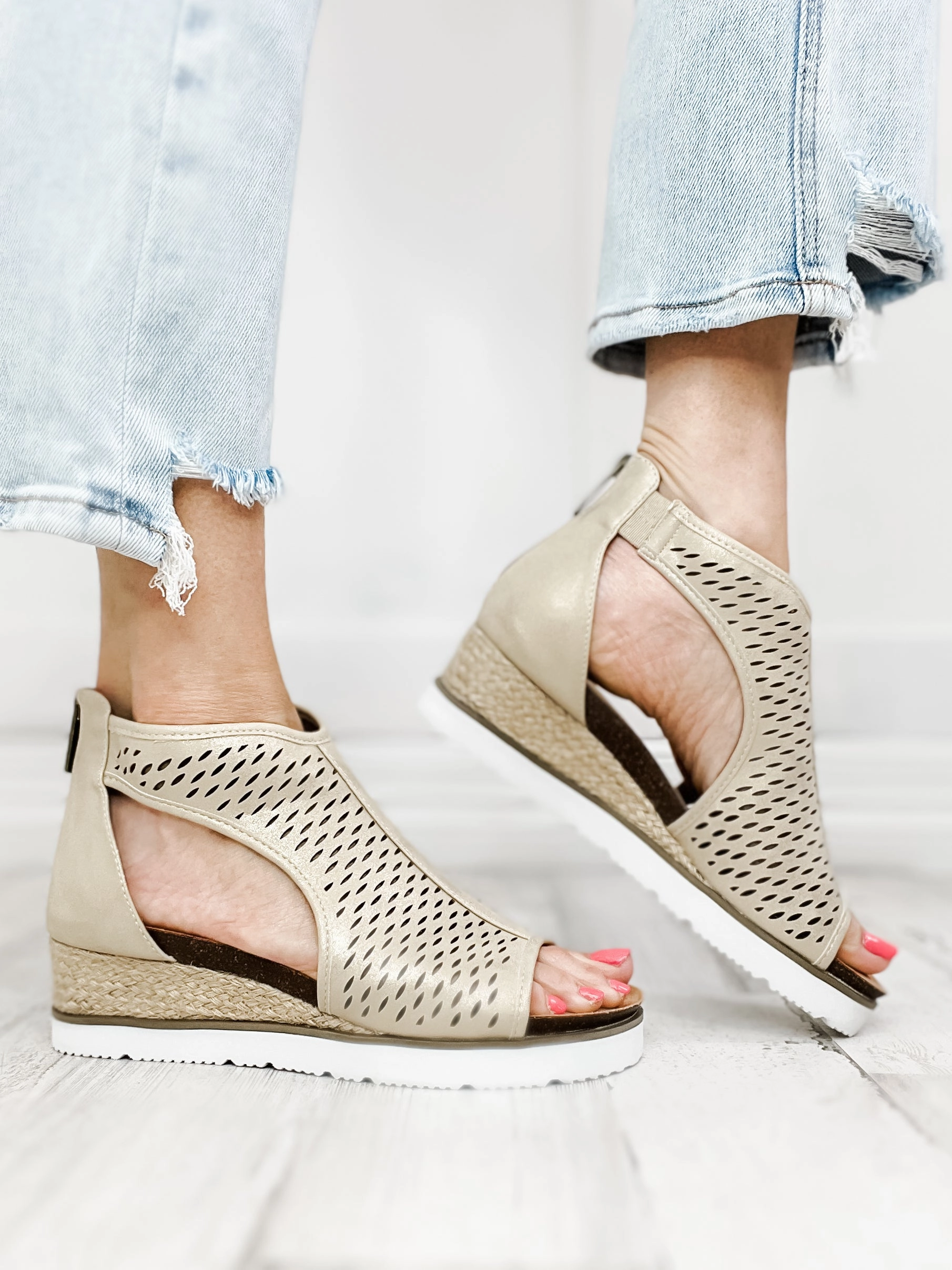 Corkys Sugar Momma Wedge Sandal in Gold
