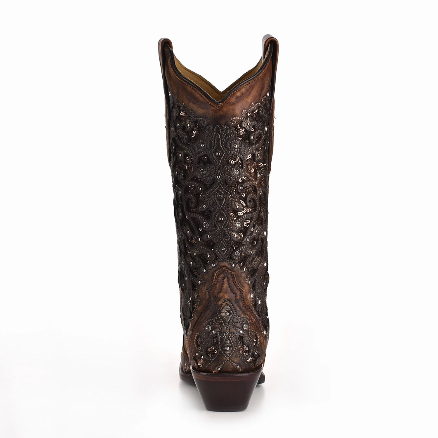 Corral Womens Shimmer Inlay Cowboy Boots Leather Cognac