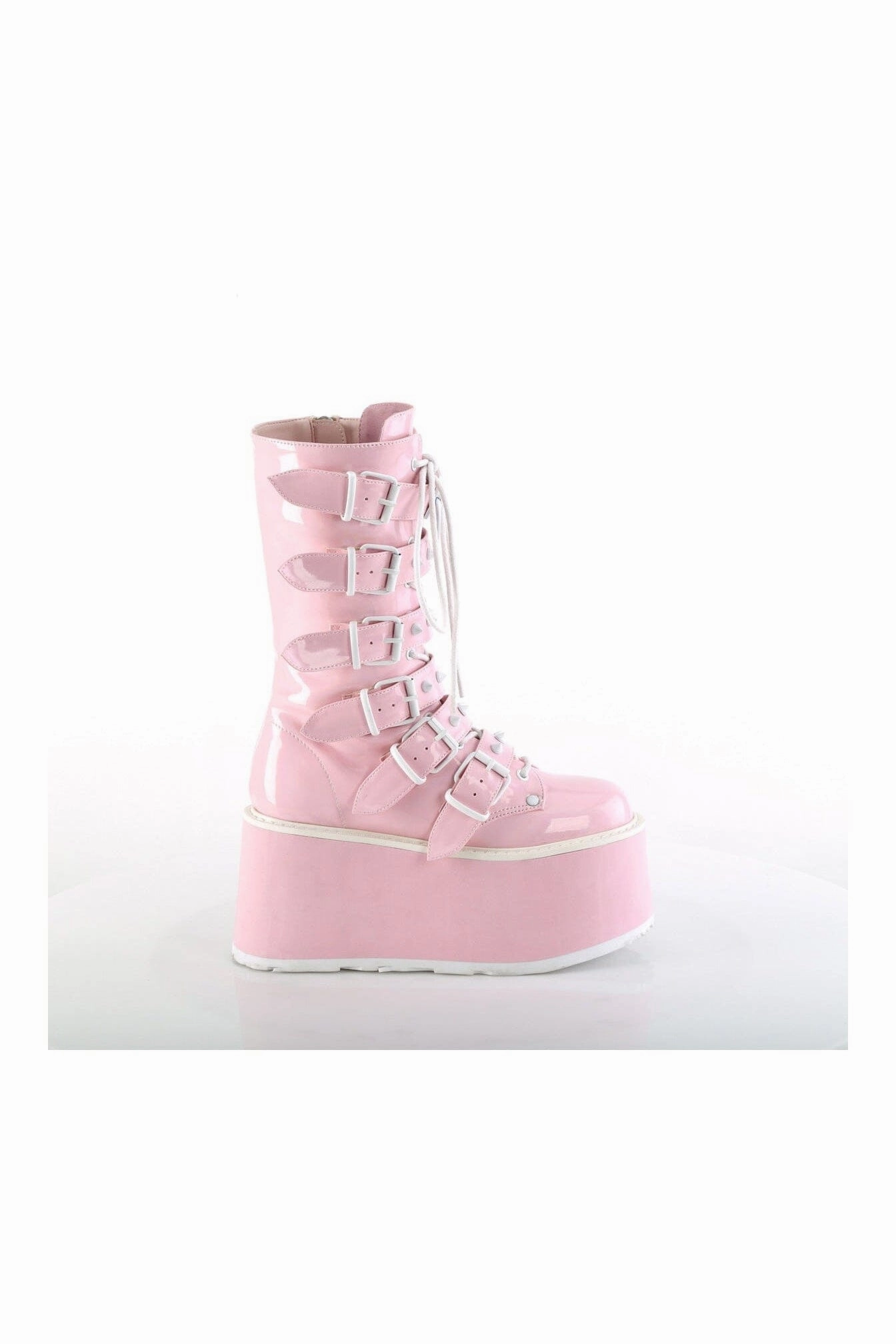 DAMNED-225 Pink Hologram Patent Knee Boot