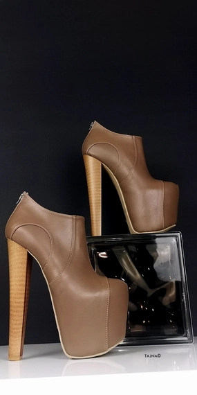 Dark Nude Brown Platform Ankle Heels