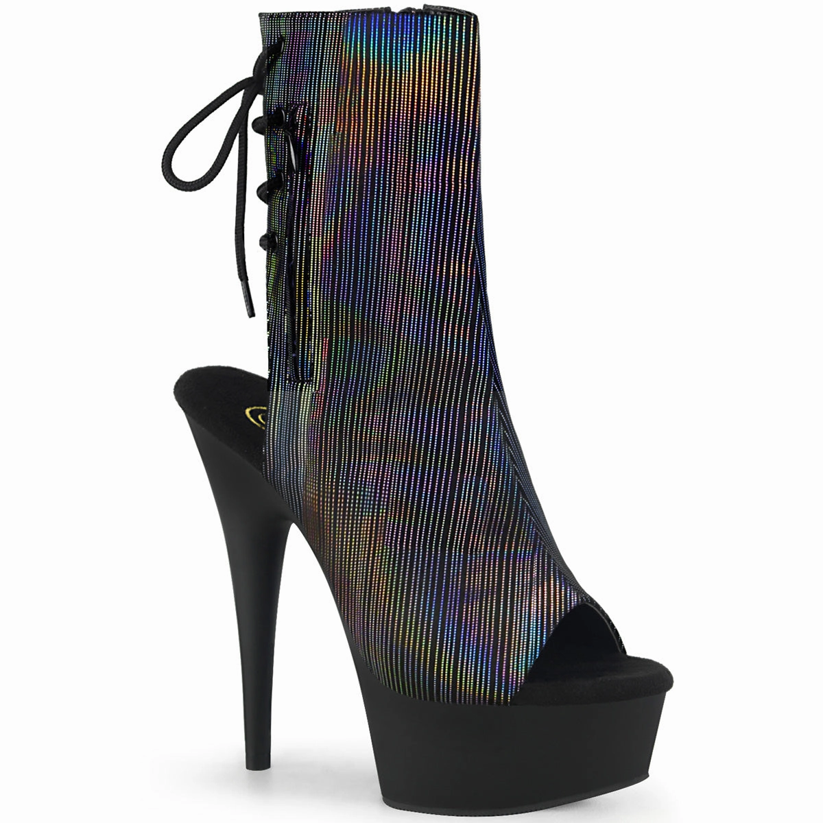 DELIGHT-1018HLN  Black Holo Faux Suede/Black Matte