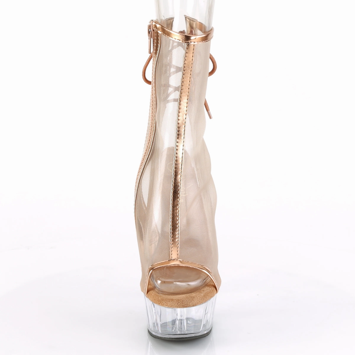 DELIGHT-1018MSH  Rose Gold Metallic Pu-Mesh/Clear