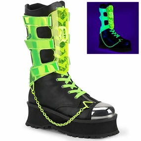 Demonia Gravedigger-255-Black/Neon Green-Size 8-Clearance