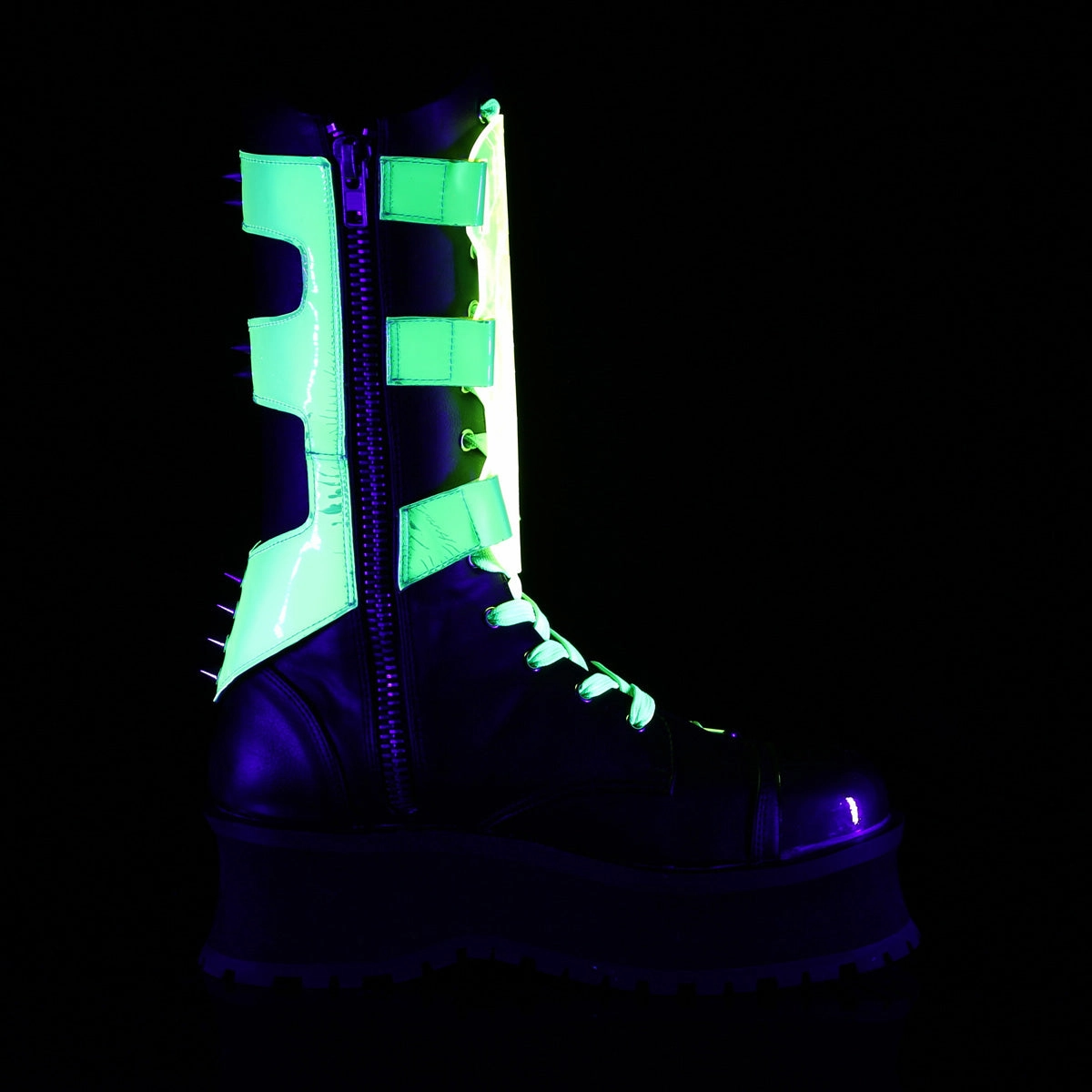 Demonia Gravedigger-255-Black/Neon Green-Size 8-Clearance