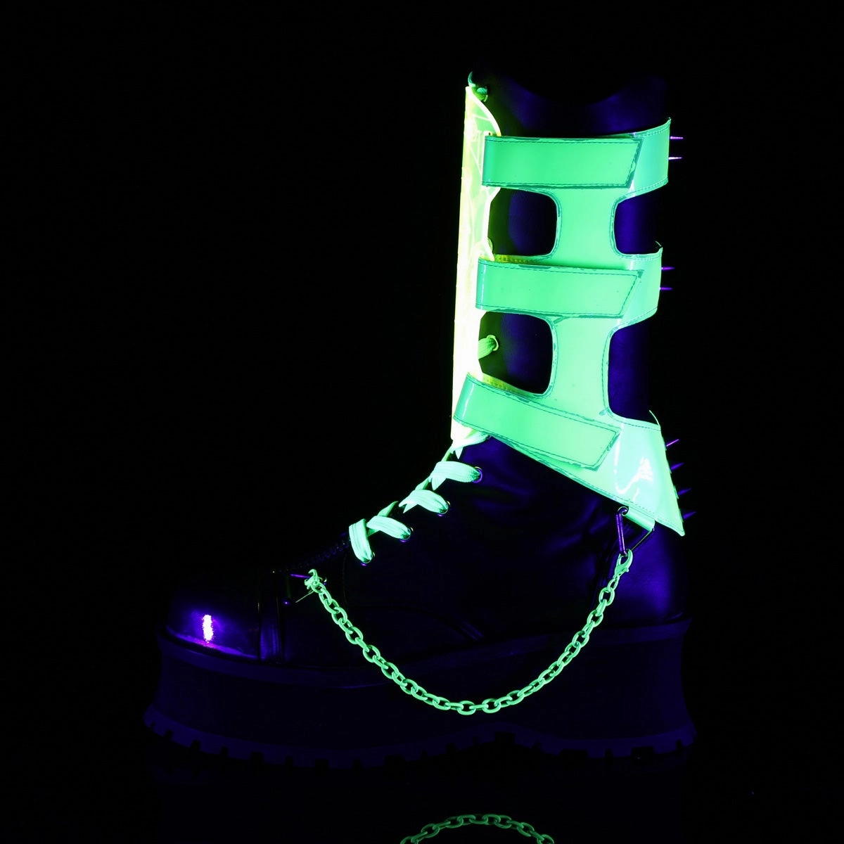 Demonia Gravedigger-255-Black/Neon Green-Size 8-Clearance