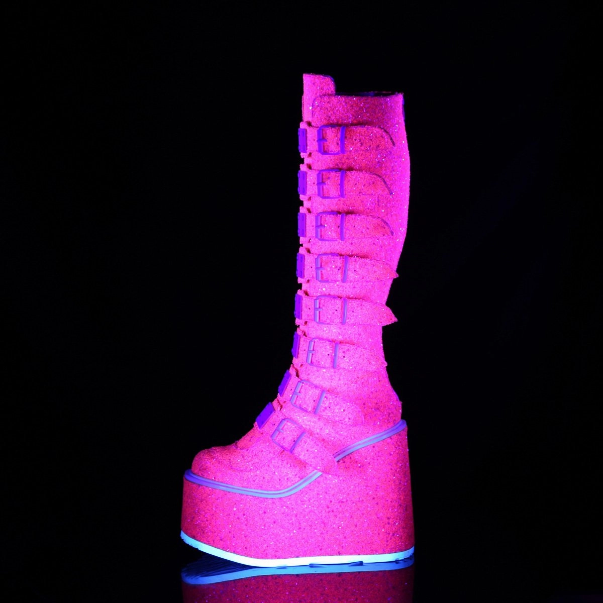 Demonia Swing-815UV-Pink Glitter-Size 6-Clearance