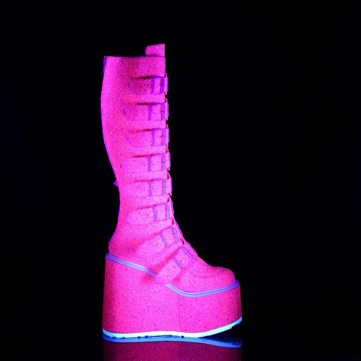 Demonia Swing-815UV-Pink Glitter-Size 6-Clearance