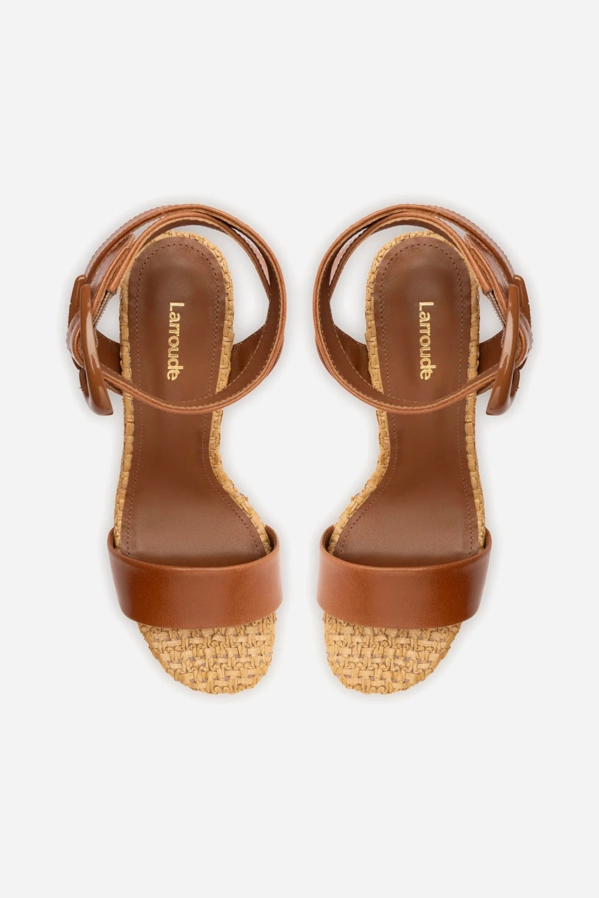 Dolly Verona Sandal In Caramel Leather and Natural Raffia
