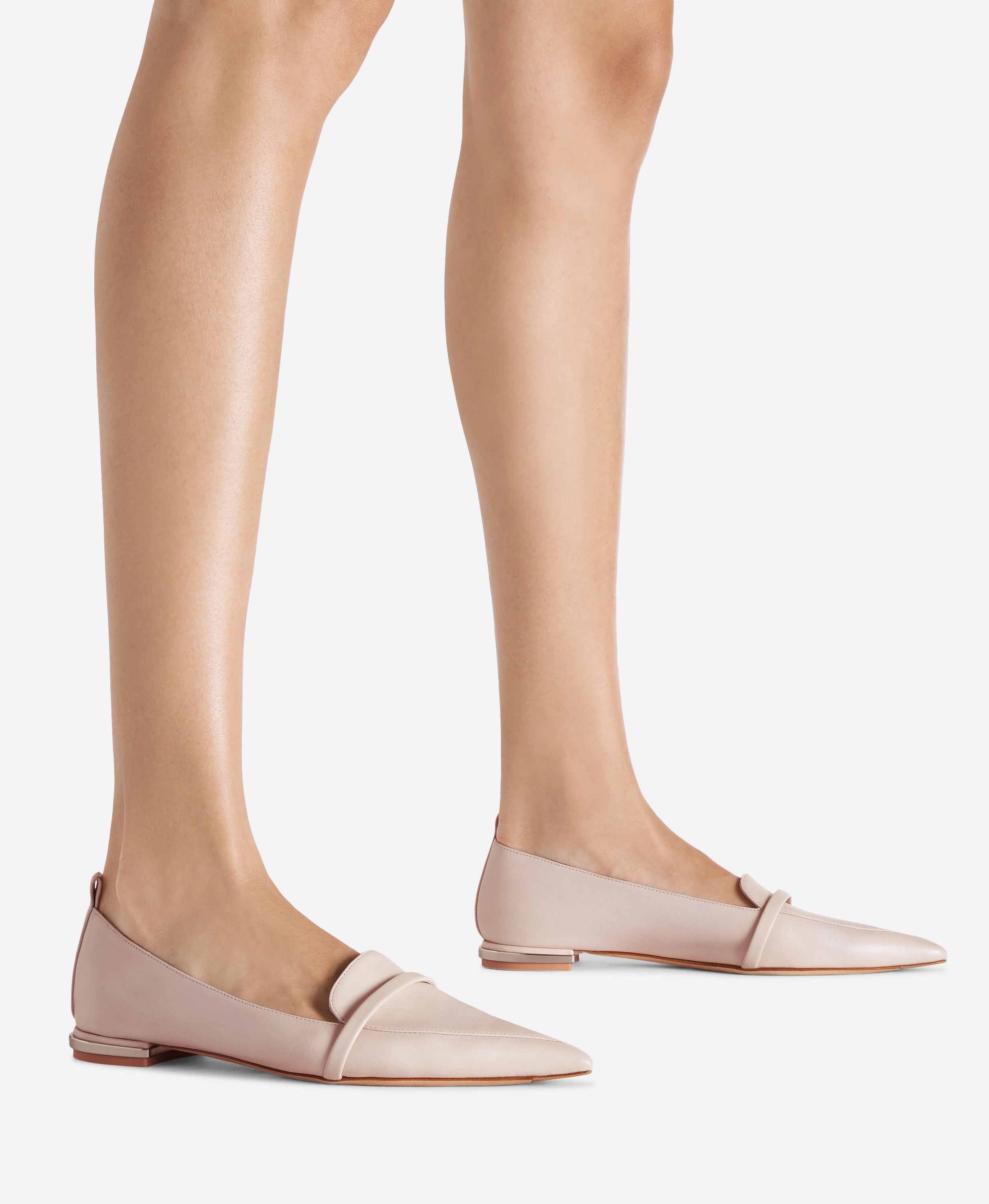 Dora Pale Pink Leather Loafers