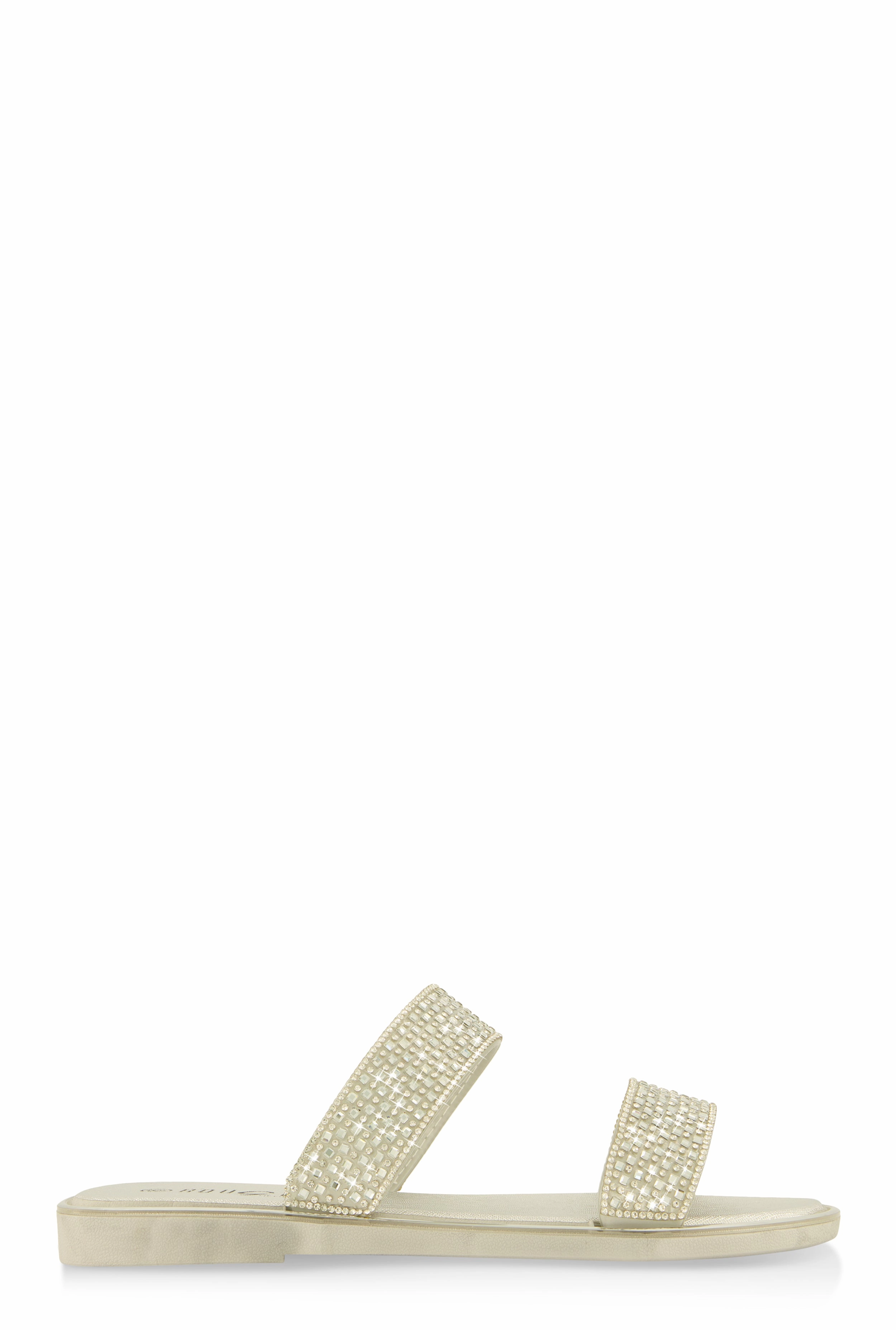 Double Band Rhinestone Slide Sandals