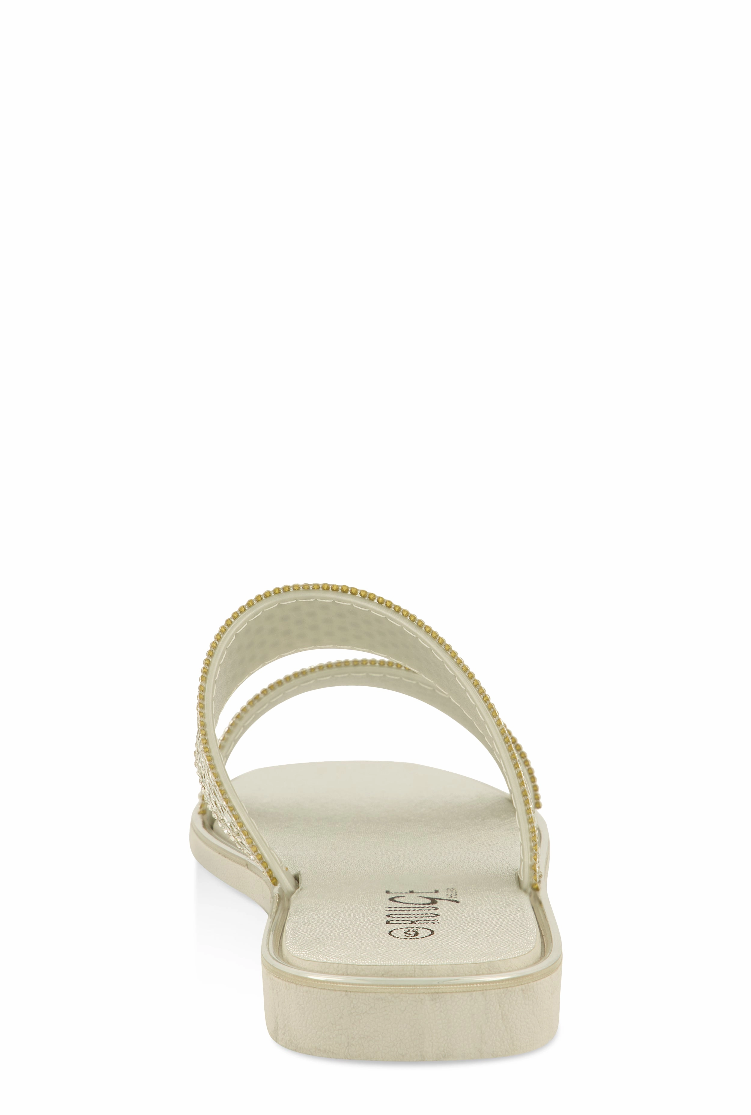 Double Band Rhinestone Slide Sandals