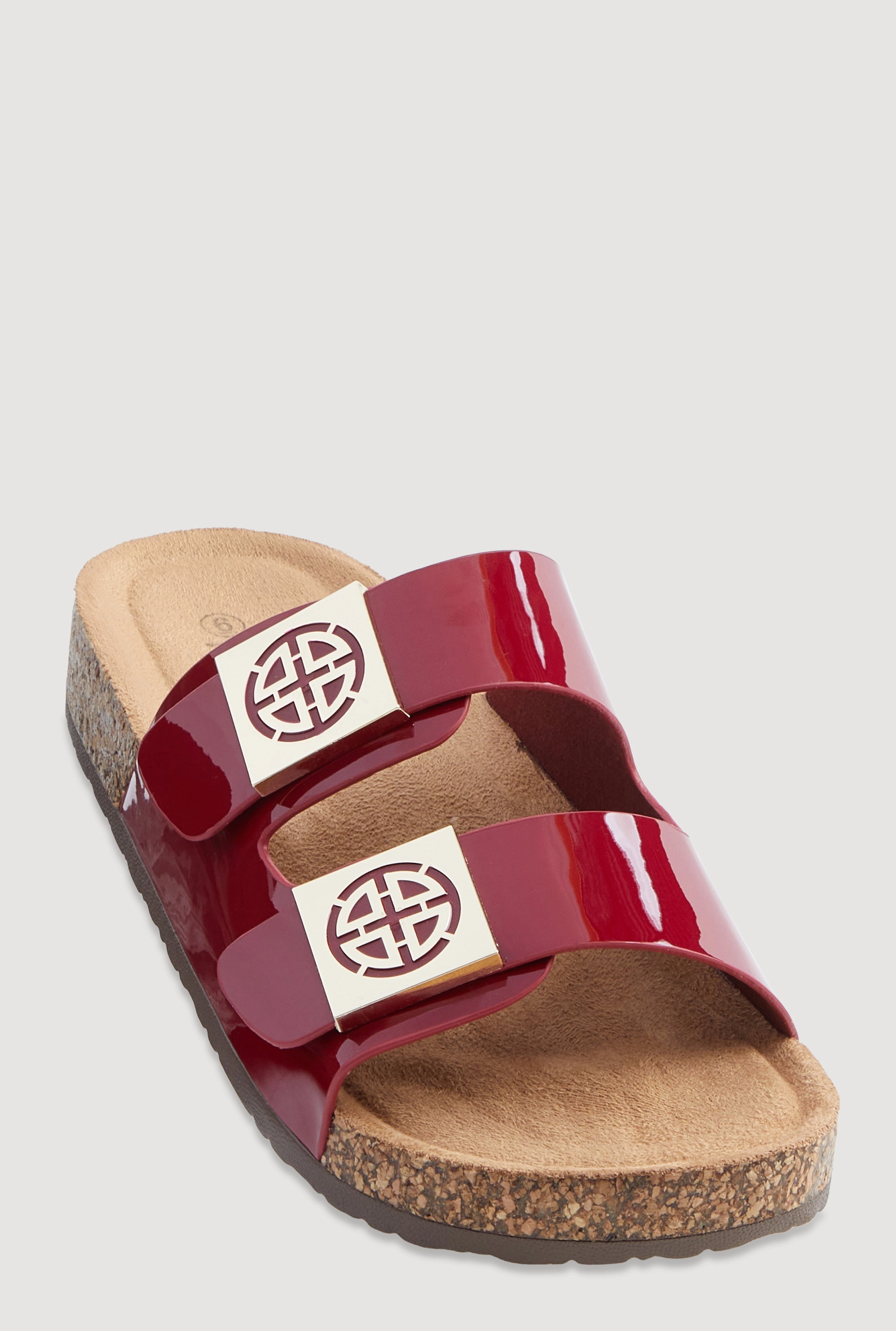 Double Geometric Band Footbed Sandals
