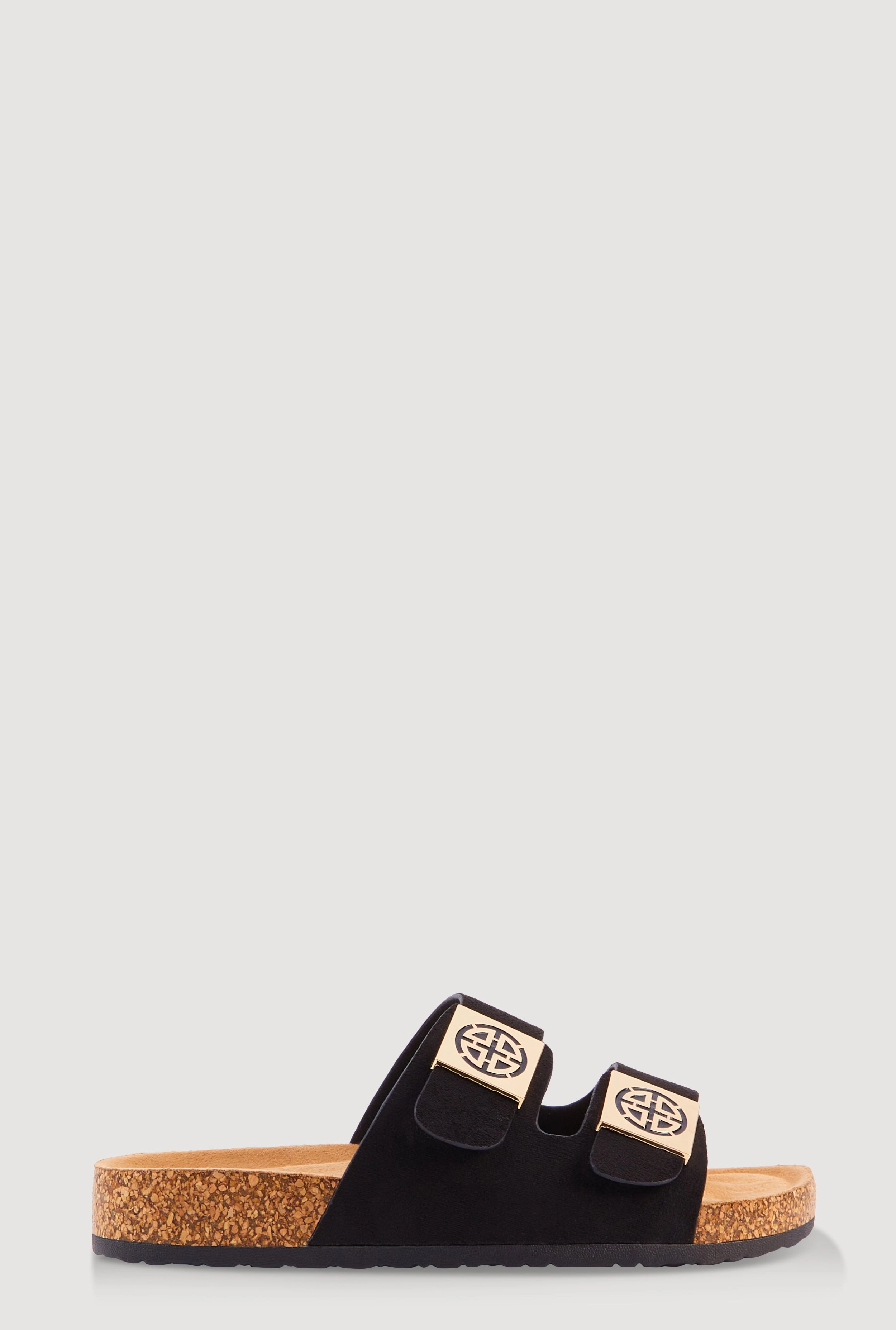 Double Geometric Band Footbed Sandals