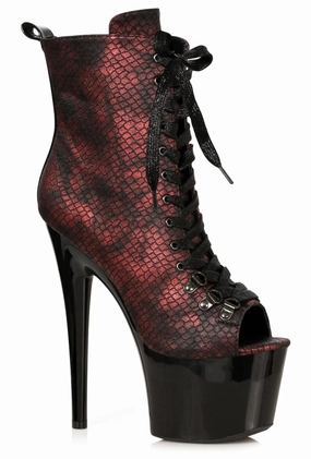 Ellie 709-ADDER 7" Lace Up Bootie With Metallic Snake Print