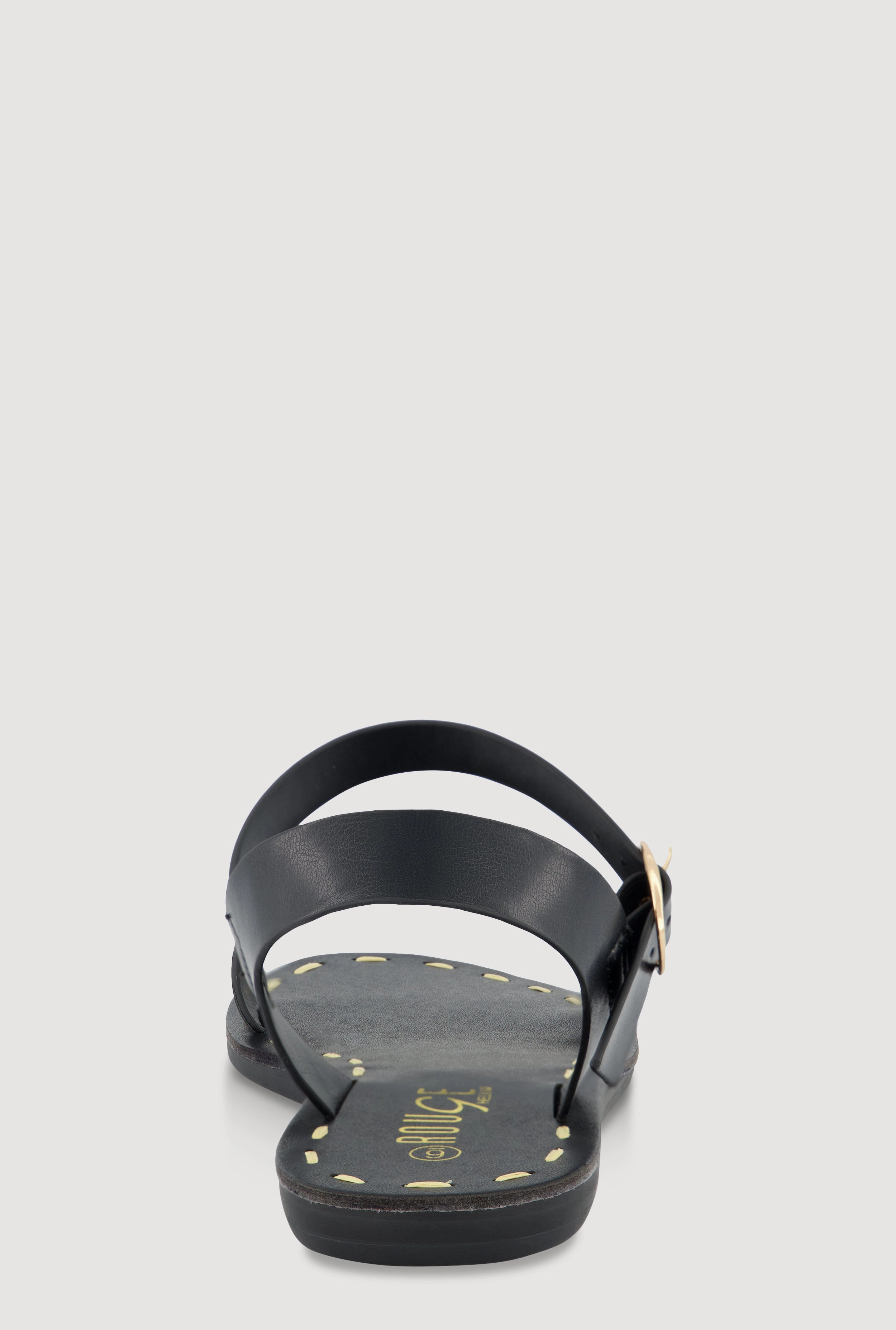 Faux Leather Band Ankle Strap Sandals