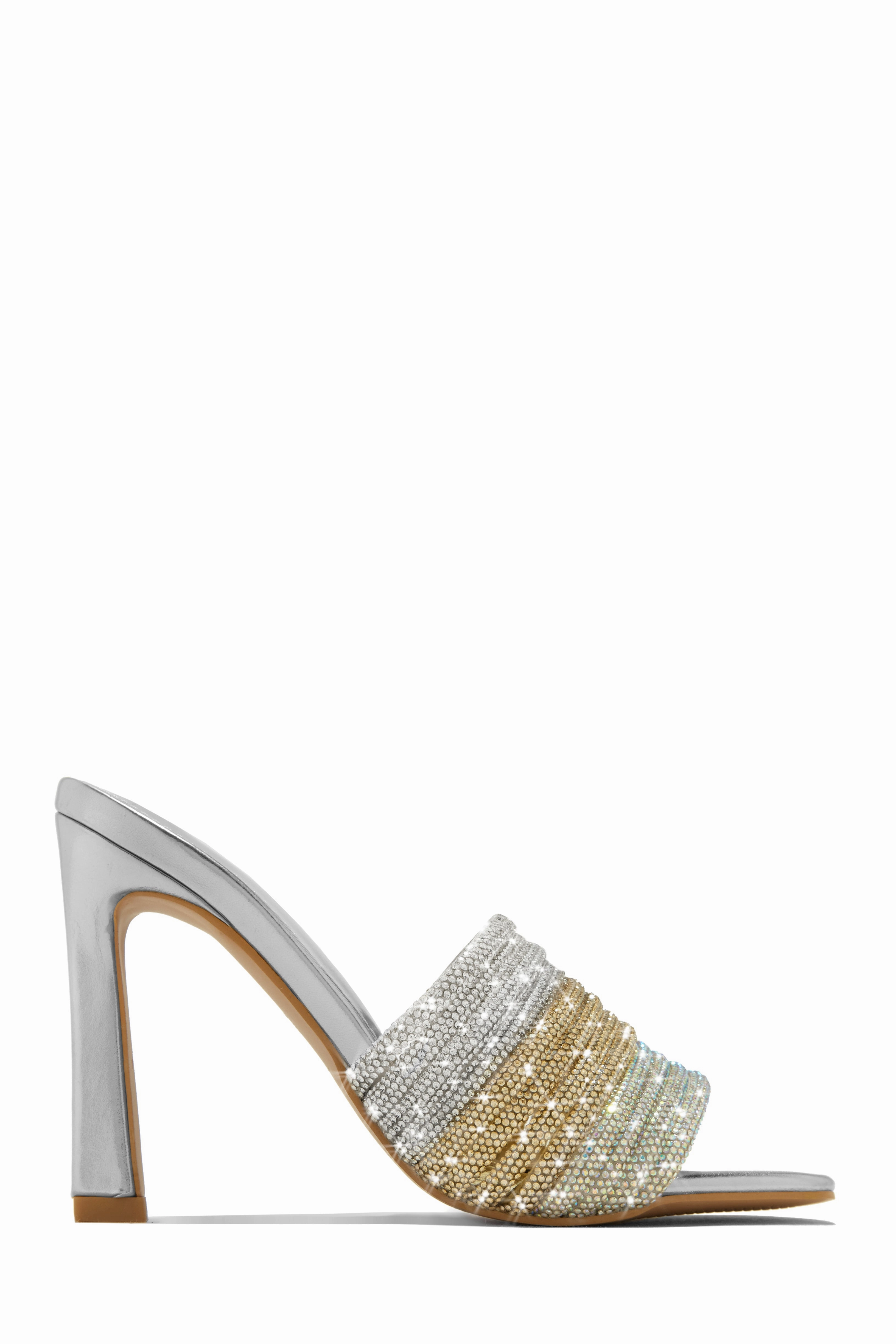 Feeling Myself Embellished High Heel Mules - Nude
