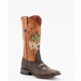 Ferrini Ladies Mesa 8109309 Handcrafted Brown/Orange Cowboy Boots