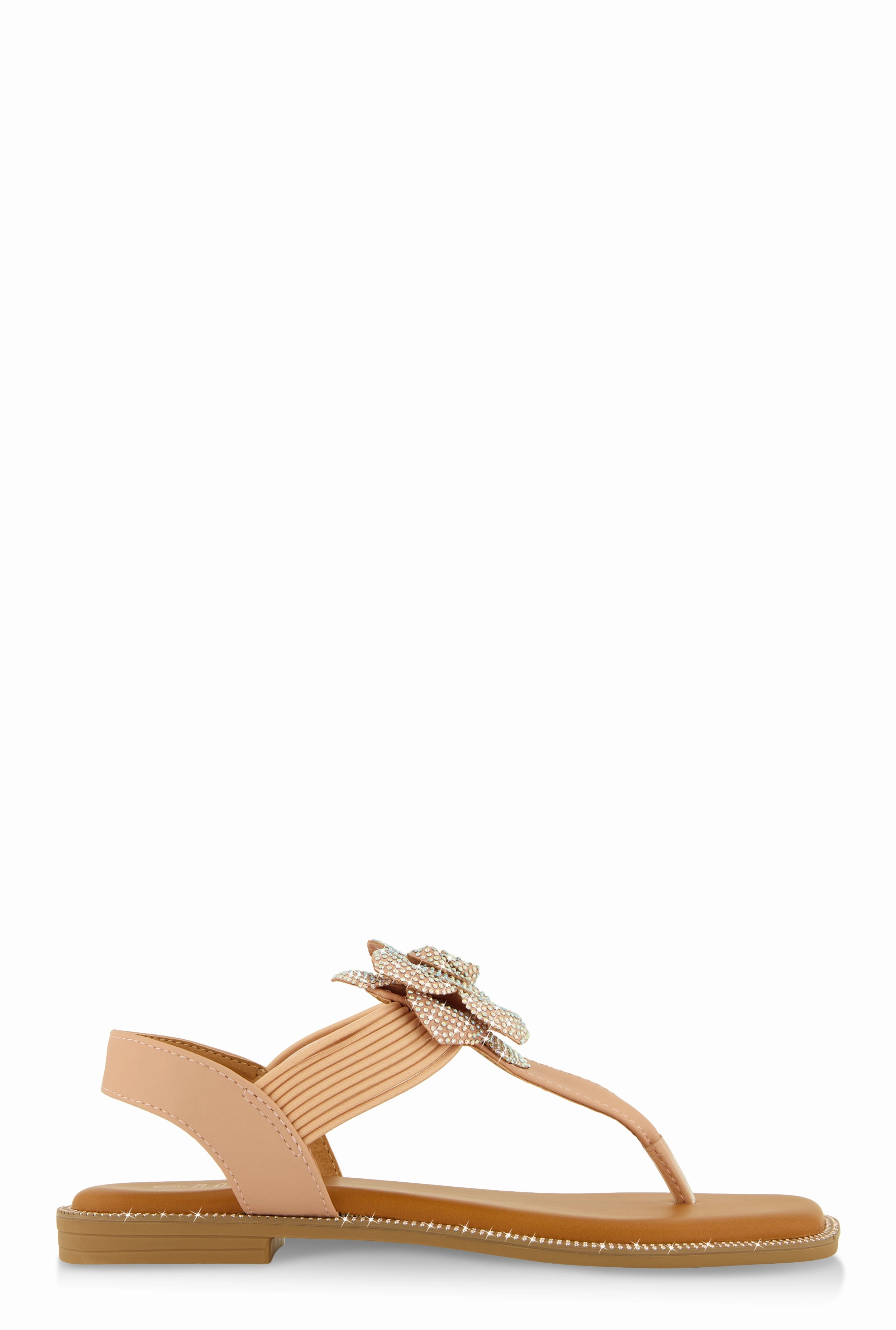 Flower Rhinestone Corded Thong Sandals