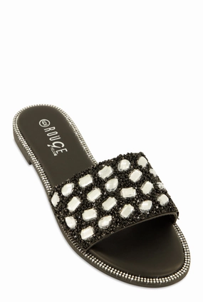 Gemstone Studded Slide Sandals