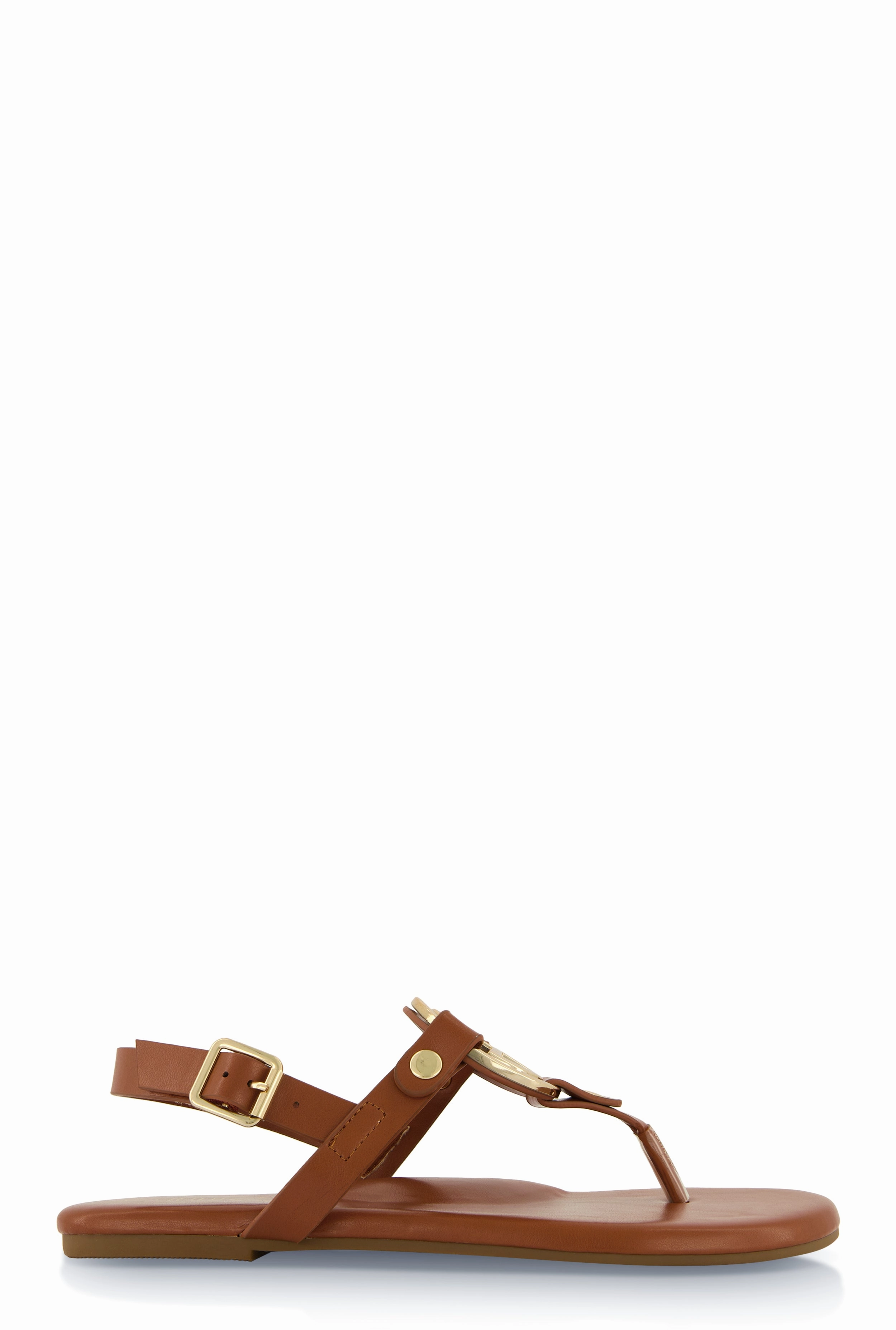 Geometric Pendant Ankle Strap Thong Sandals