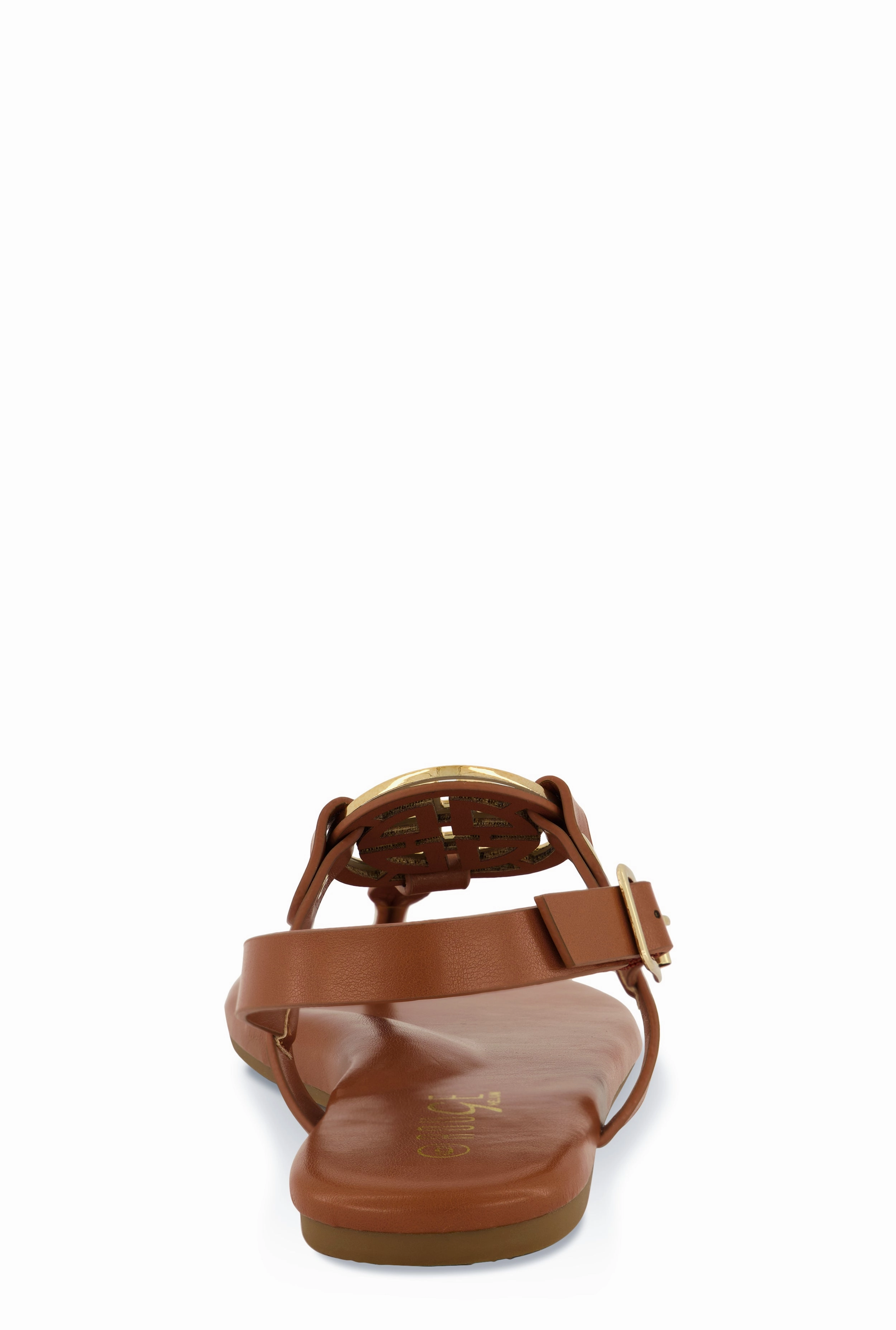 Geometric Pendant Ankle Strap Thong Sandals