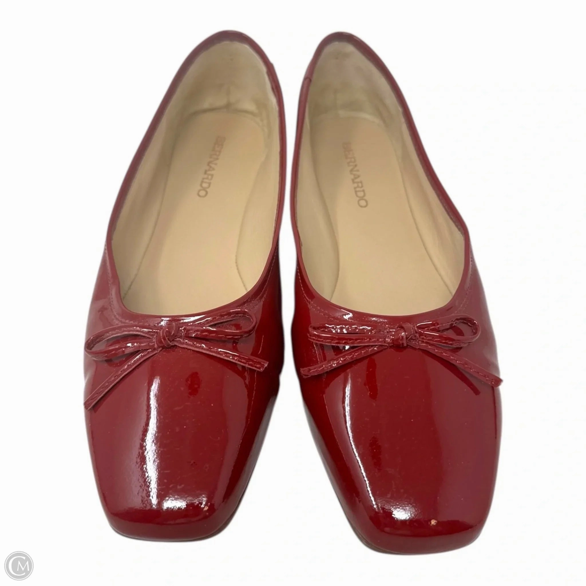 Gwynn Patent Bow Ballet Shoes Flats By Bernardo In Red, Size: 8.5