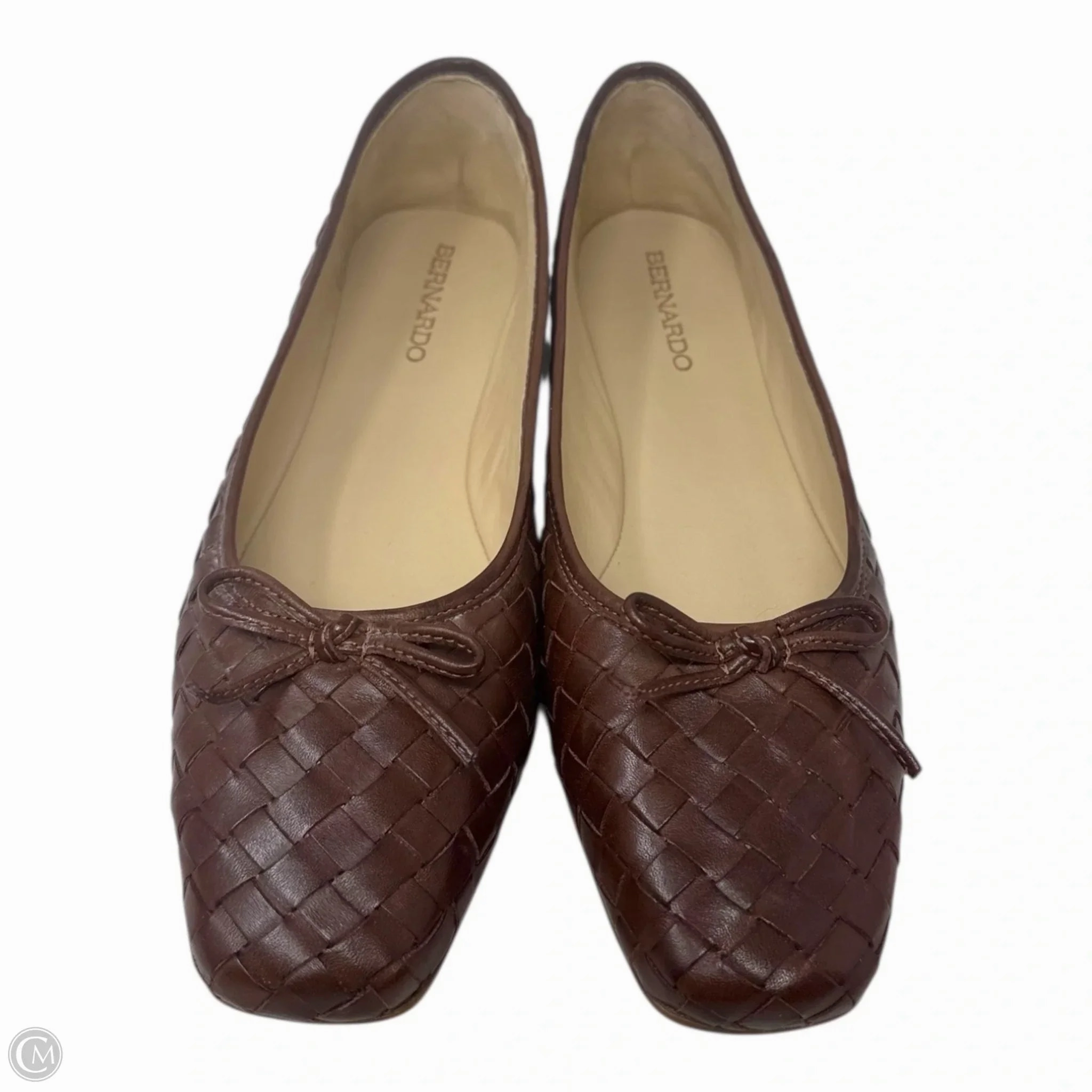 Gwynn Woven Bow Ballet Shoes Flats By Bernardo In Brown, Size: 8.5