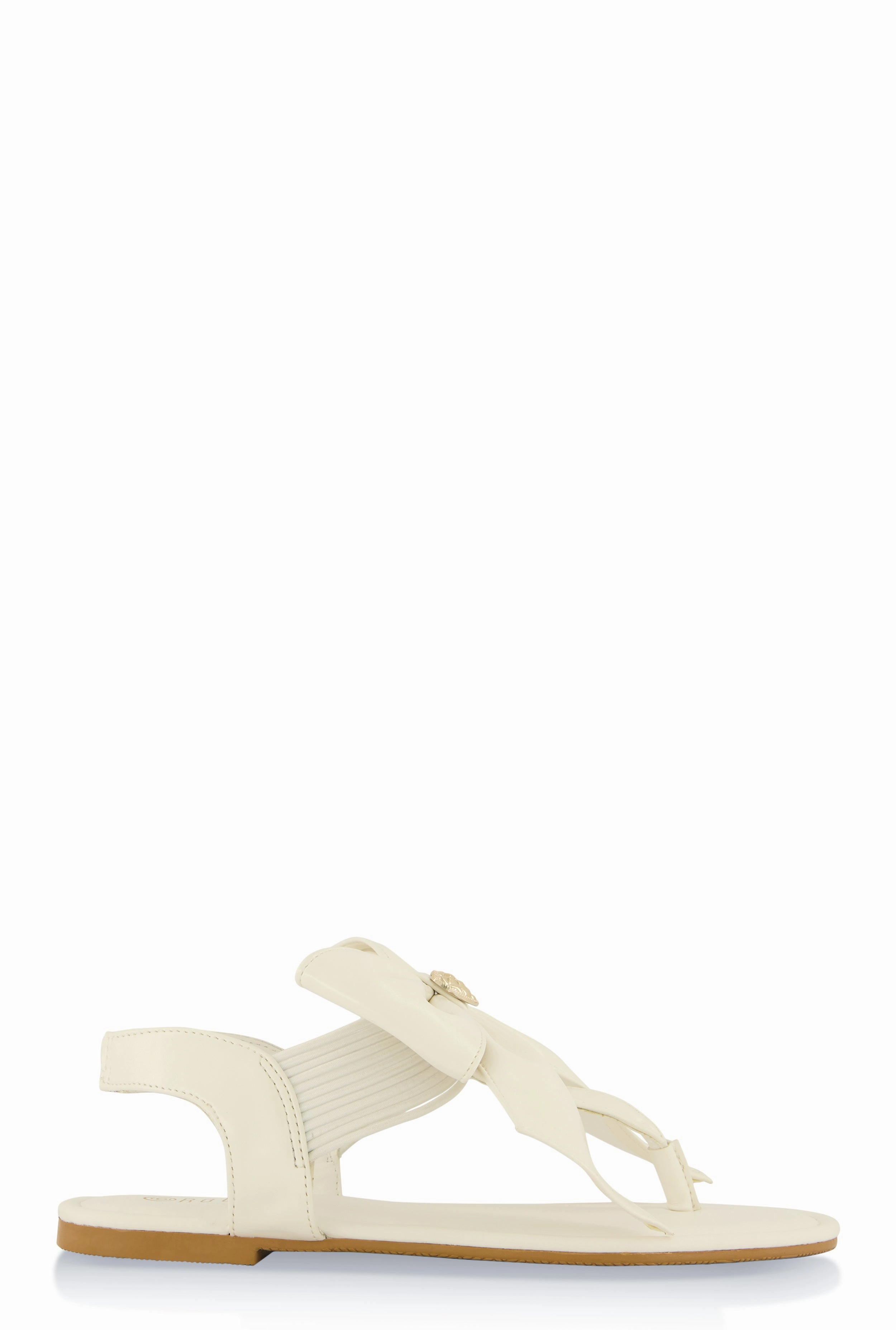 Heart Charm Bow Corded Thong Sandals