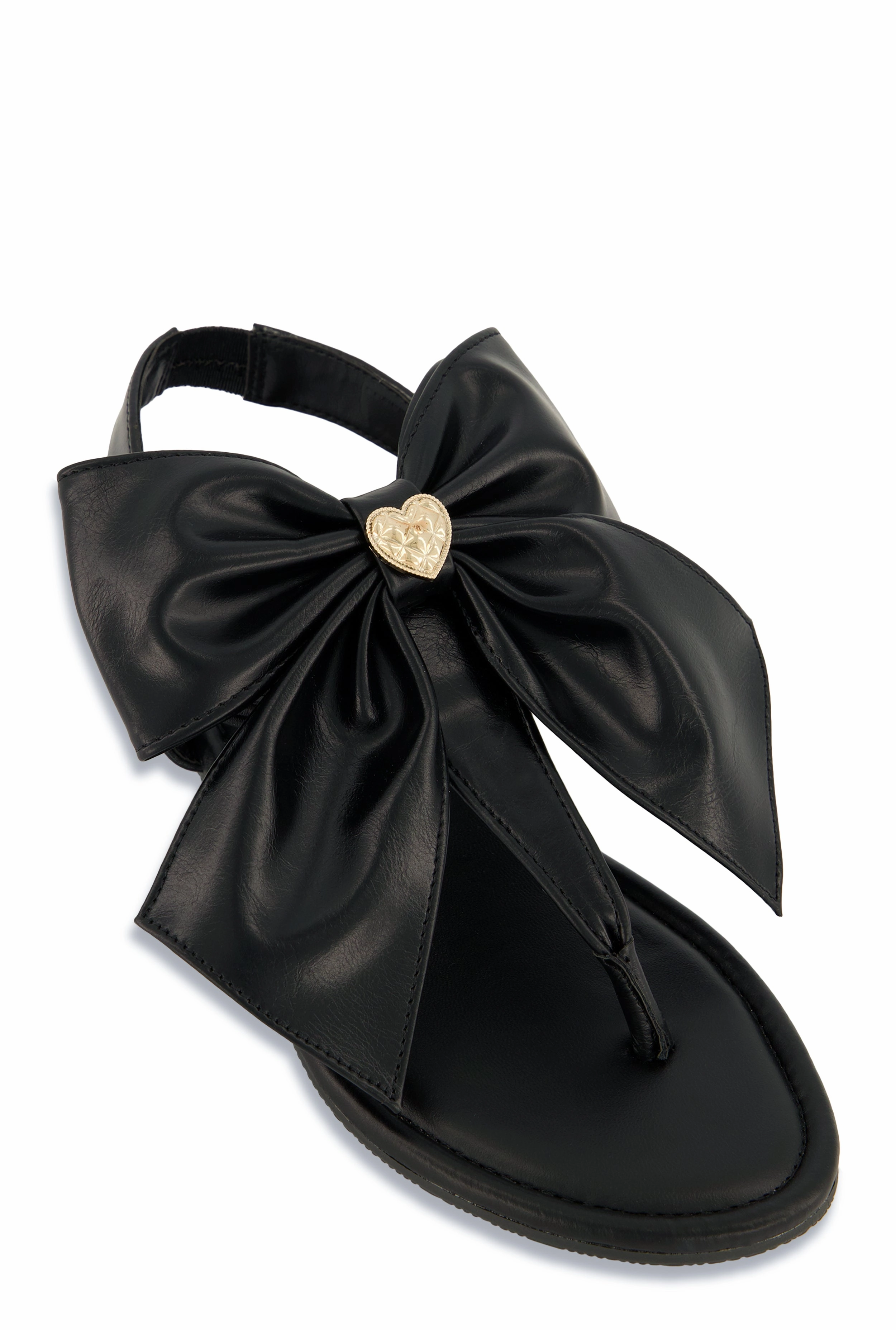 Heart Charm Bow Corded Thong Sandals
