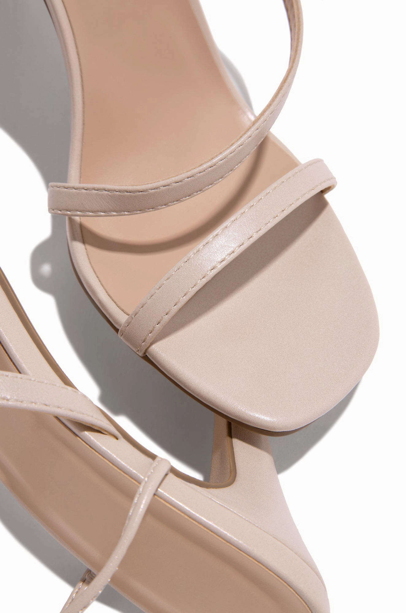 Inessa Lace Up High Heels - Nude